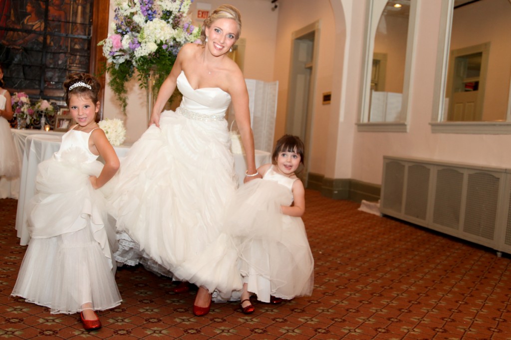 Lazaro Real Bride with Flower Girls